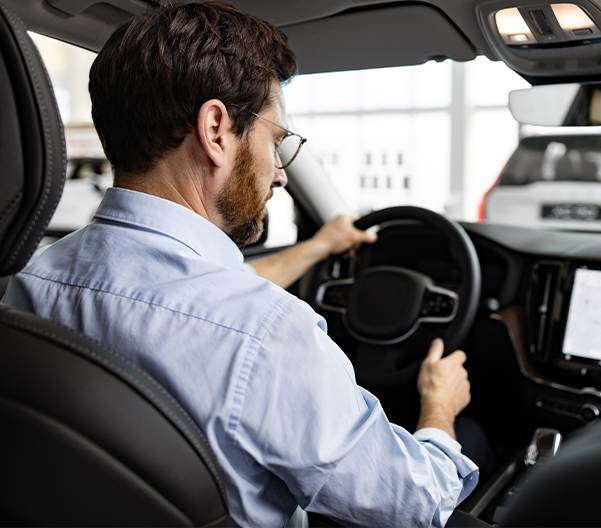 Man testing out a new vehicle