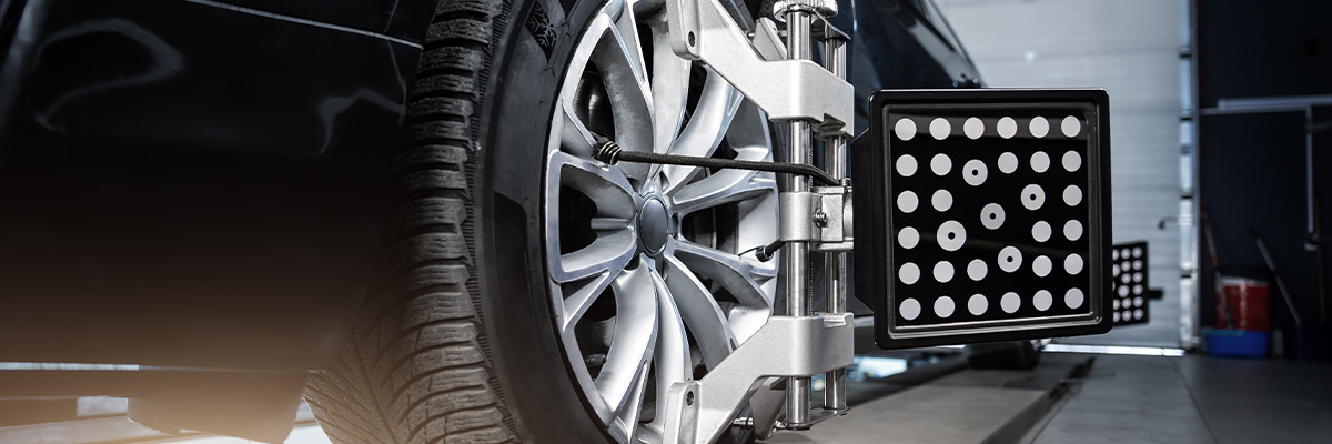 Close up of a wheel aignment